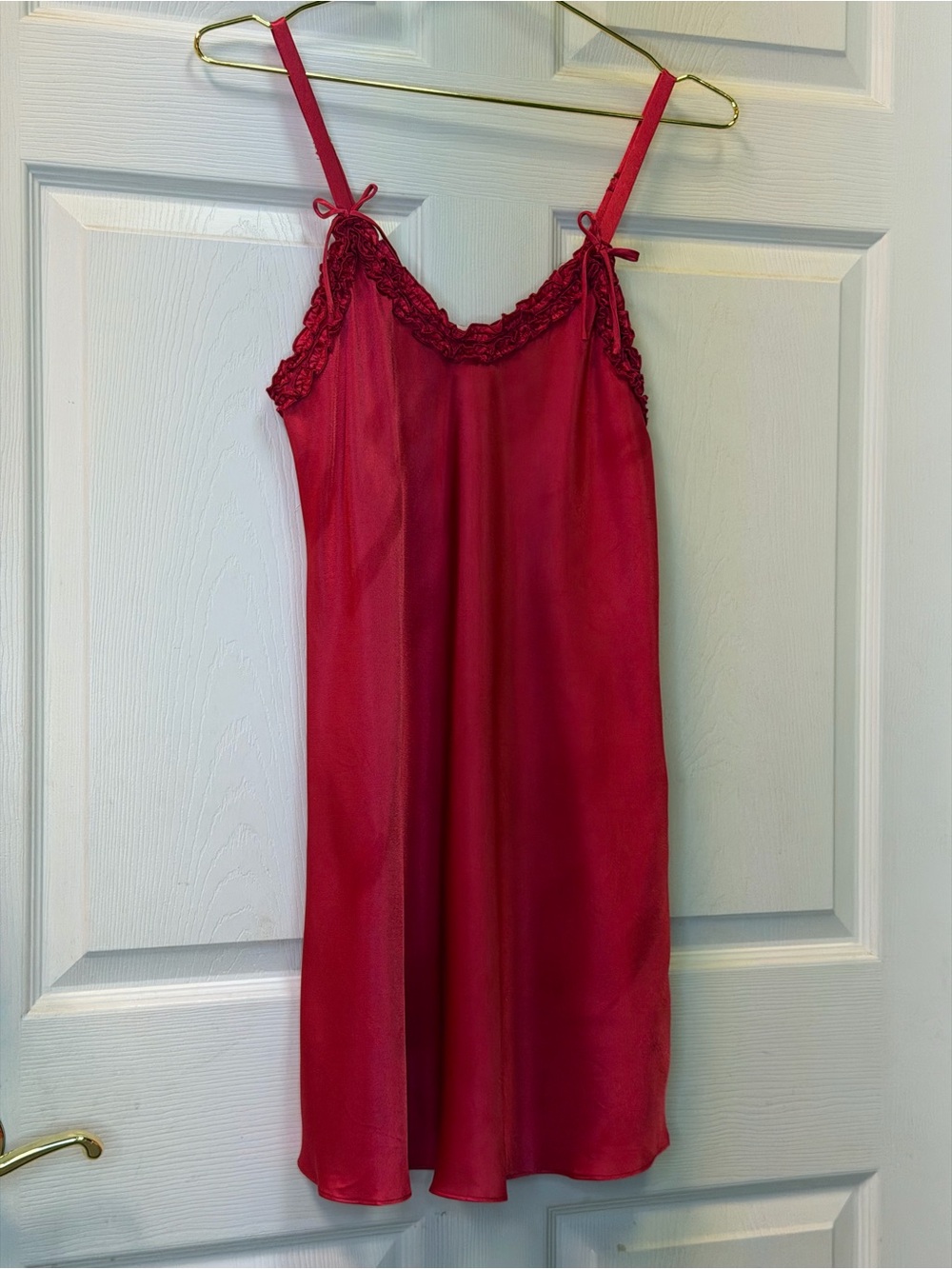 Oscar De La Renta Red Lace-Trim Slip  - Women Intimates & Sleepwear